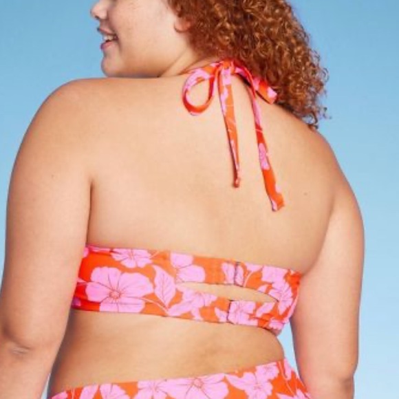 Wild Fable Pink Floral Bralette Cheeky Bikini Set & Cover Up 3PC Women 2X 3X NEW - Picture 5 of 12